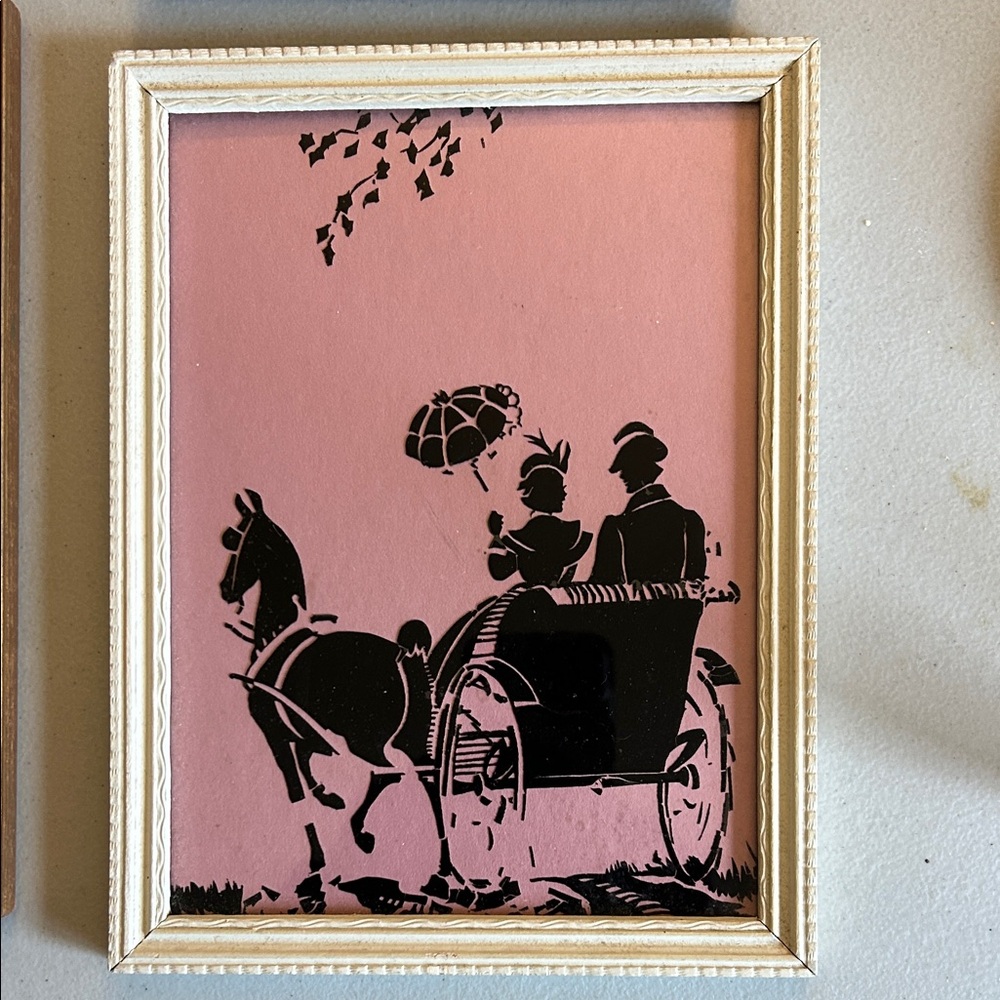 Vintage Silhouette Art on Pink Background